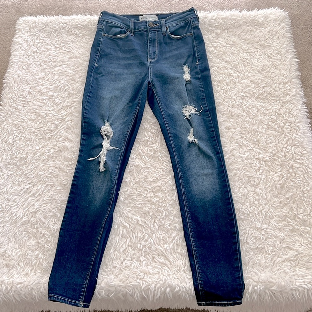 Mudd High Rise Jeggings Flex Stretch Denim Jeans Size 7 Skinny Distressed - Picture 6 of 12